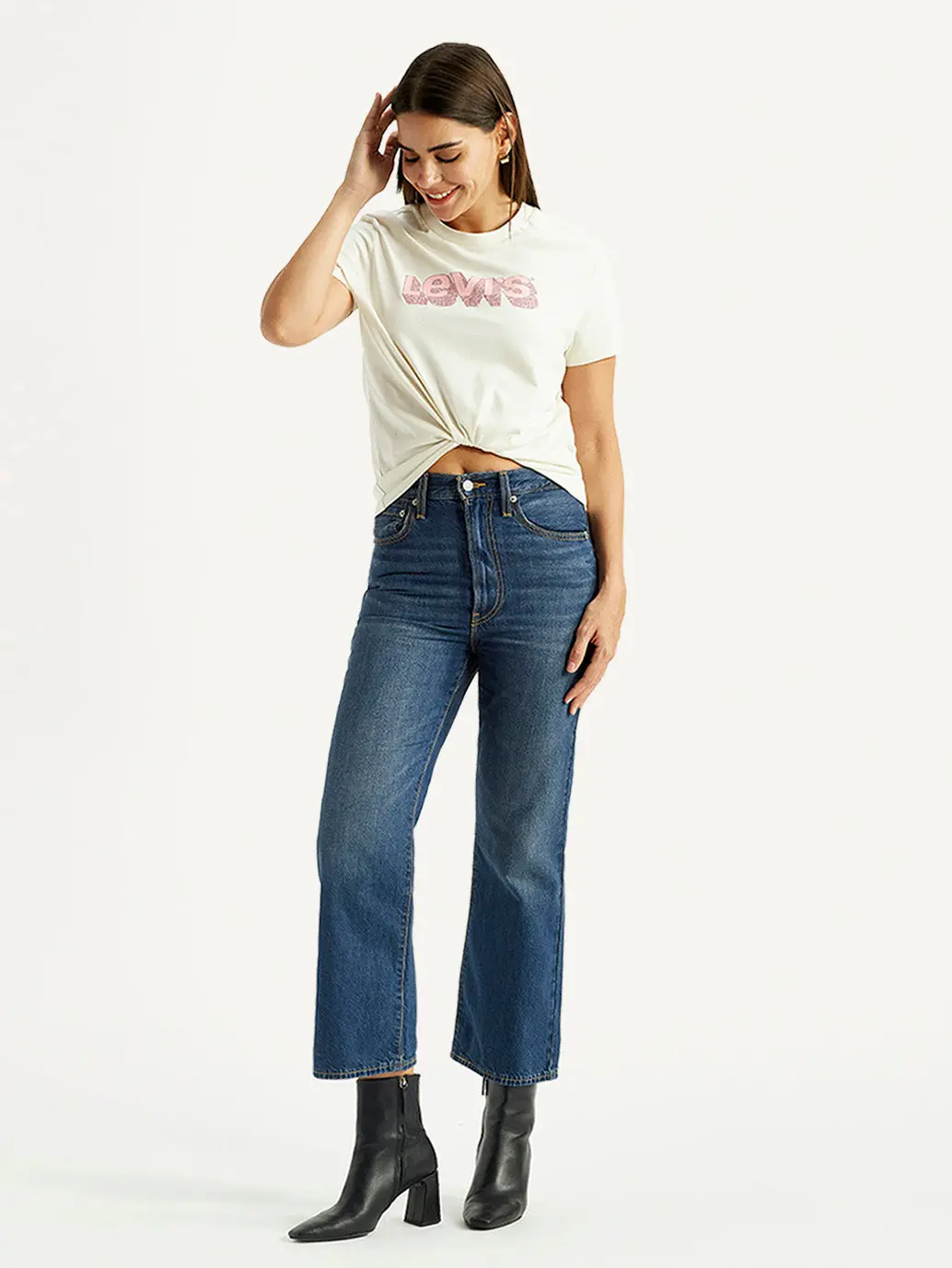 Women's Blue Ribcage Flared Fit High Rise Jeans 1