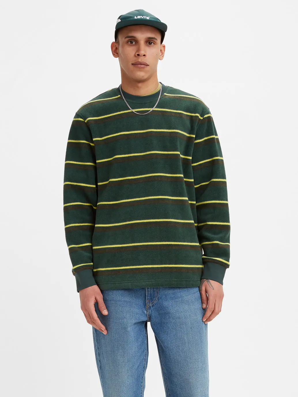 Men's Striped Crew Neck Sweatshirt 1