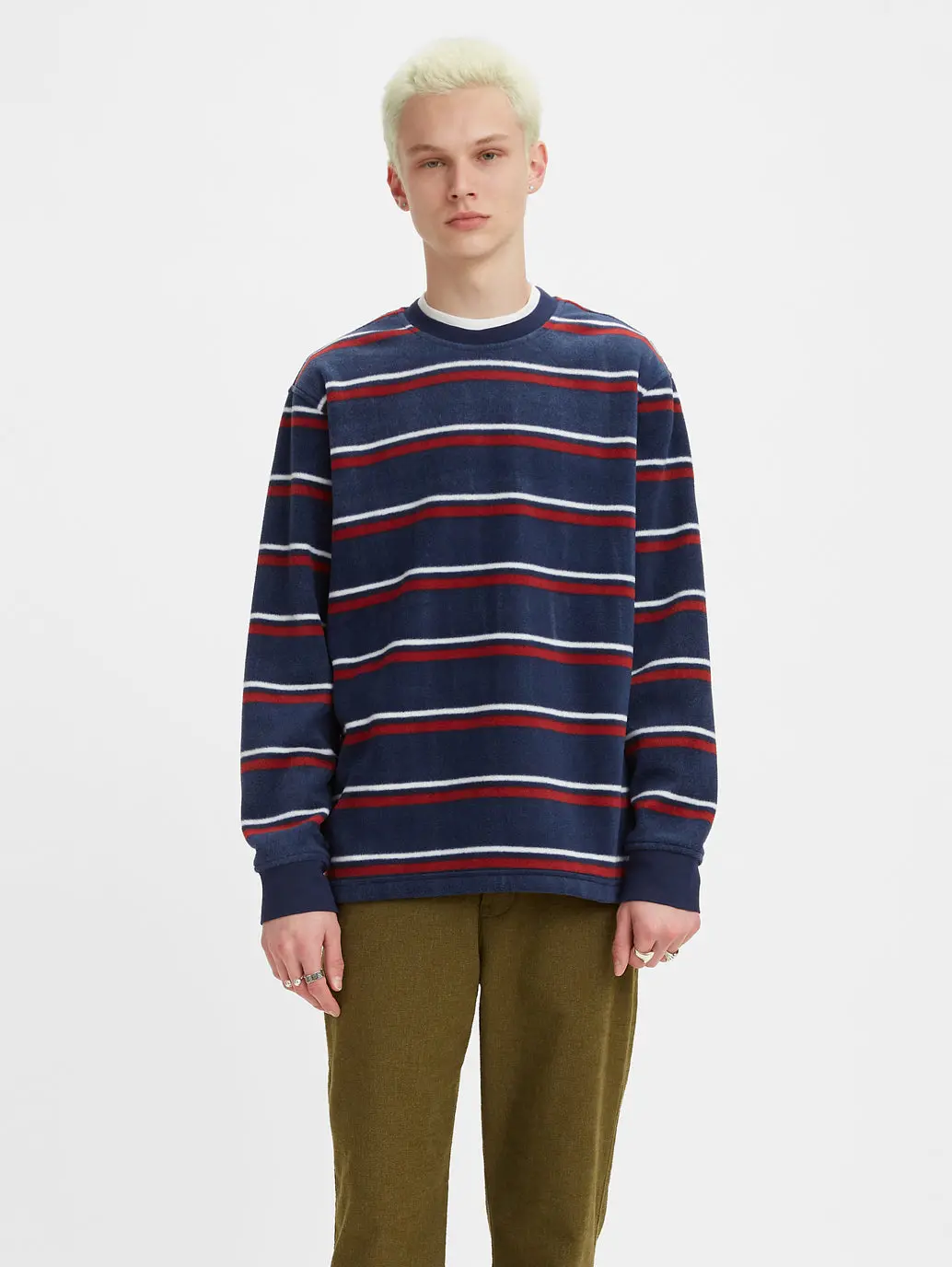 Men's Striped Crew Neck Sweatshirt 1