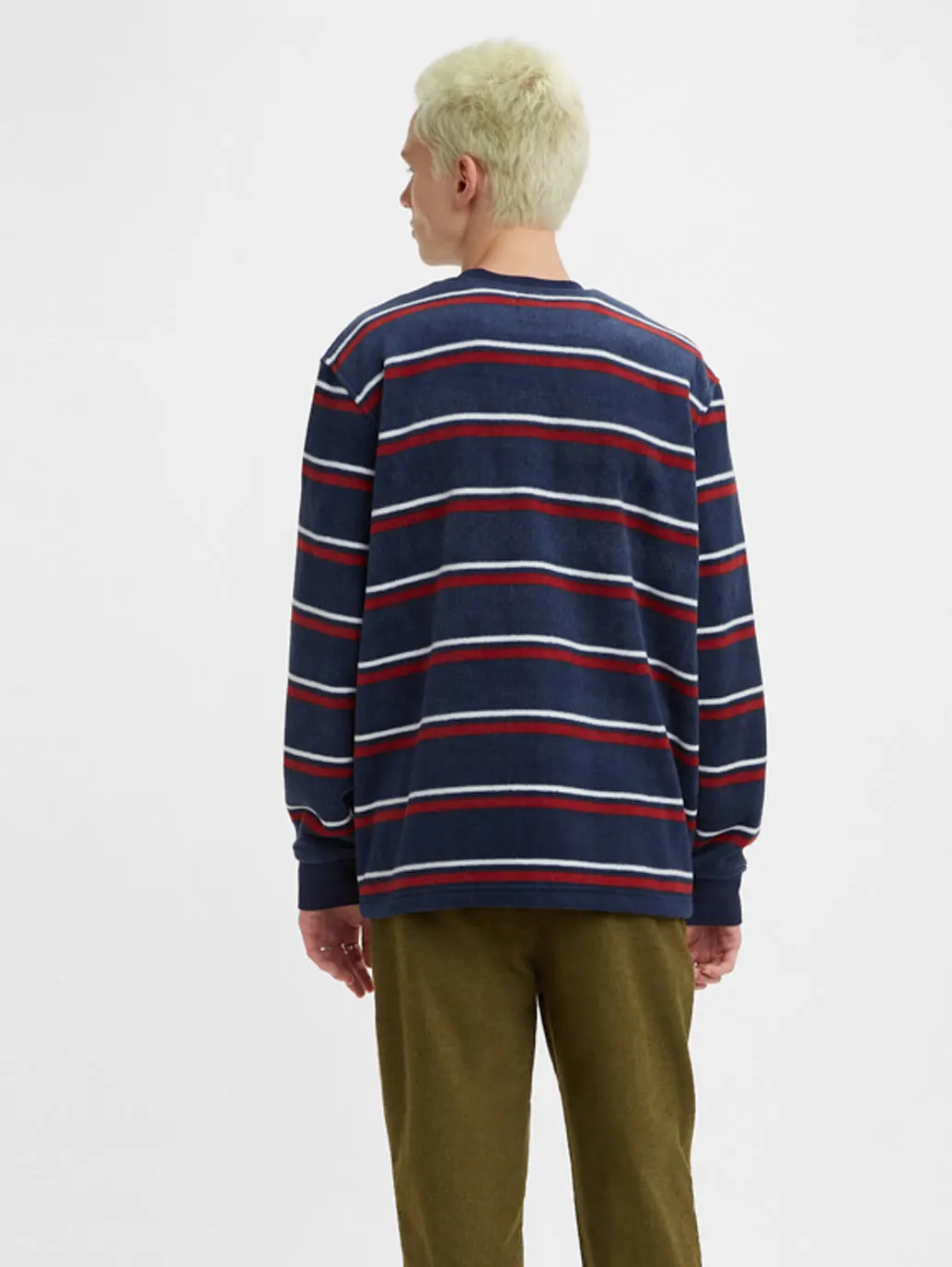 Men's Striped Crew Neck Sweatshirt 2