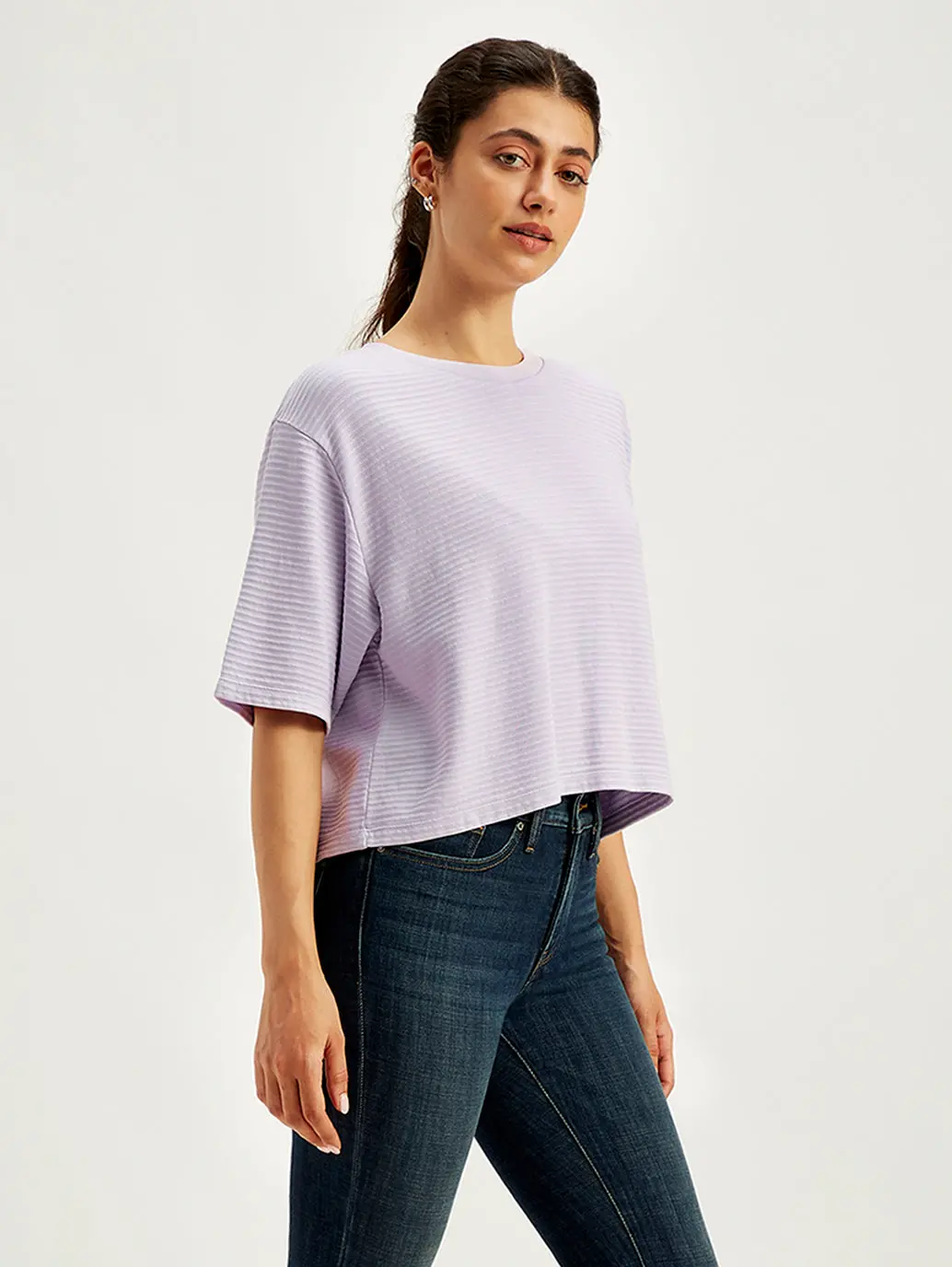 Women's Textured Relaxed Fit T-Shirt 1
