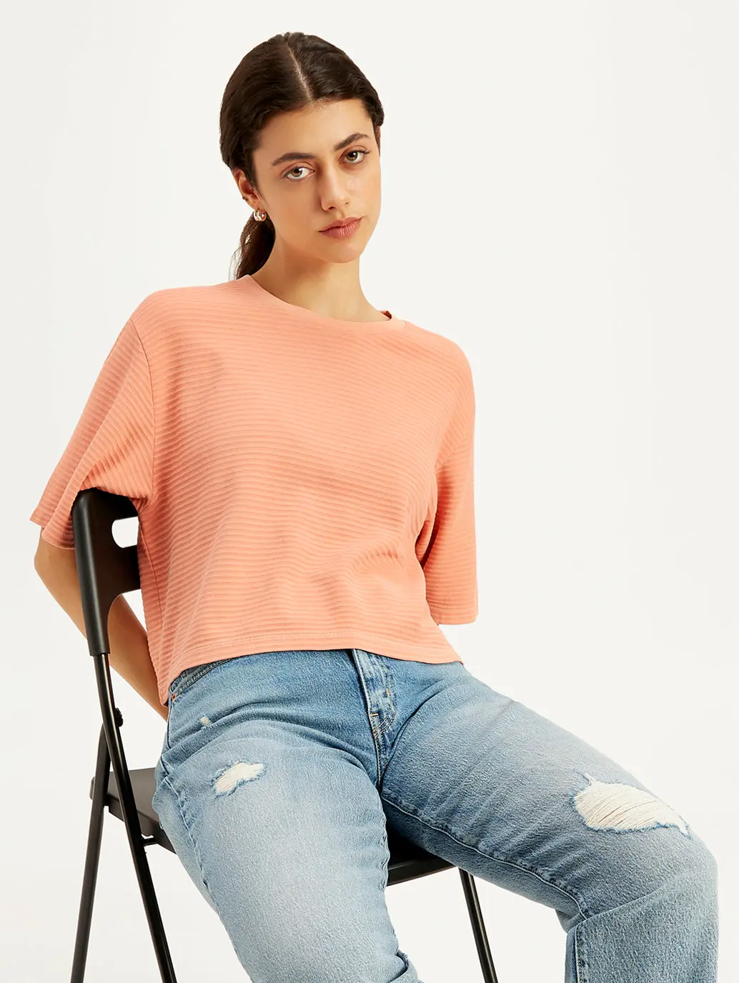 Women's Textured Relaxed Fit T-Shirt 2