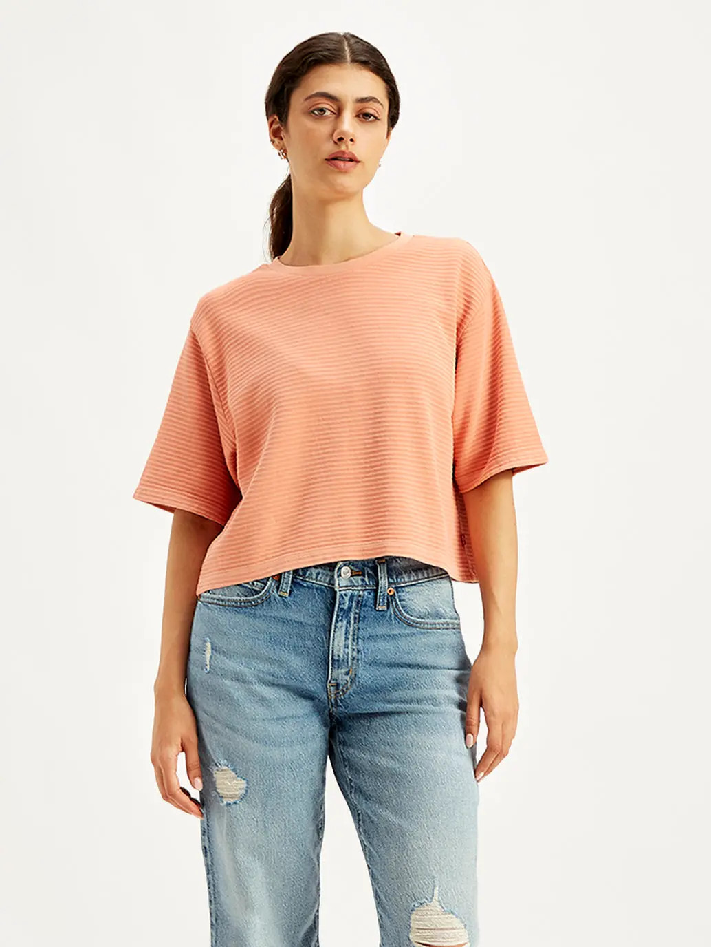 Women's Textured Relaxed Fit T-Shirt 4