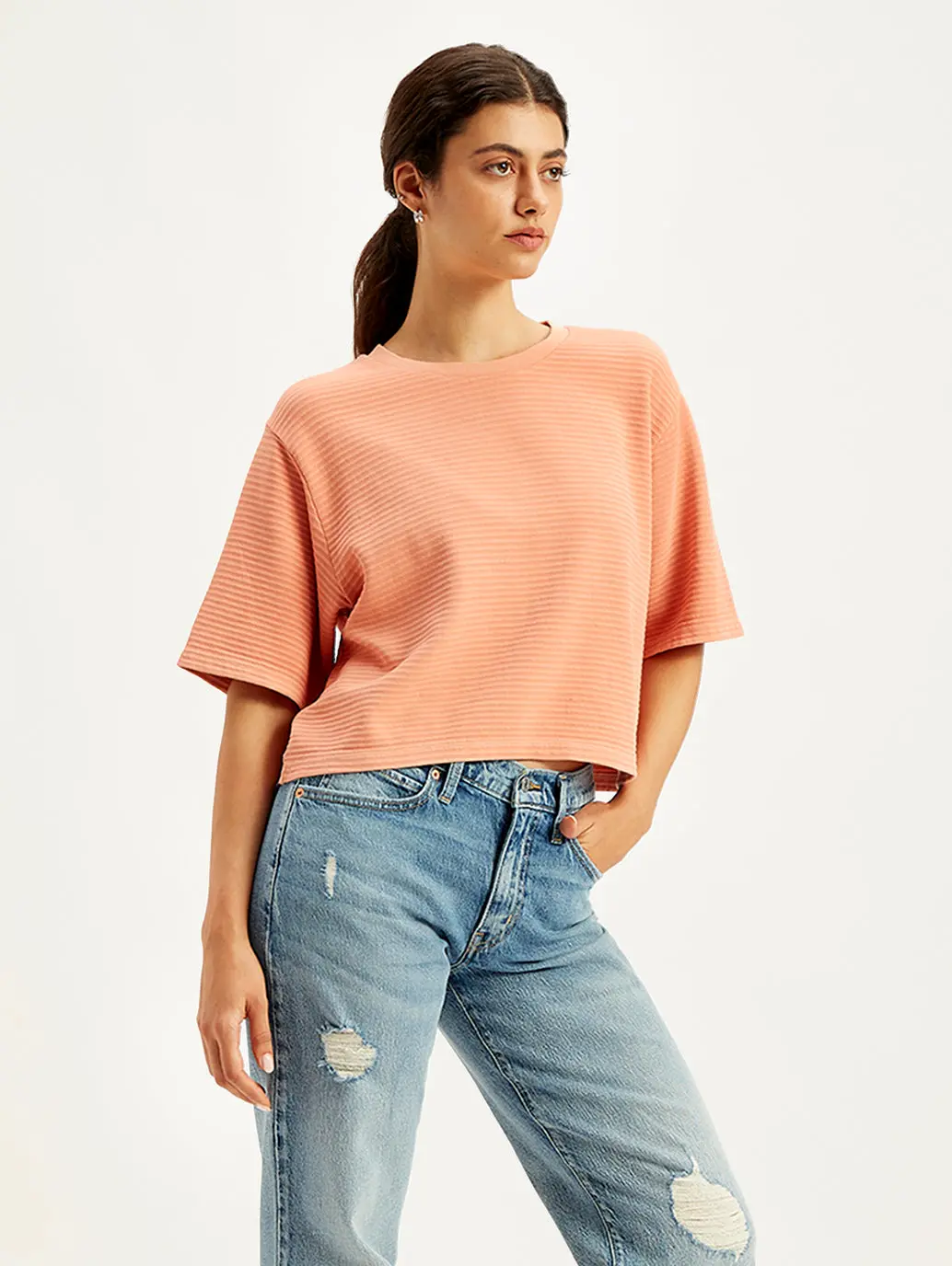 Women's Textured Relaxed Fit T-Shirt 1