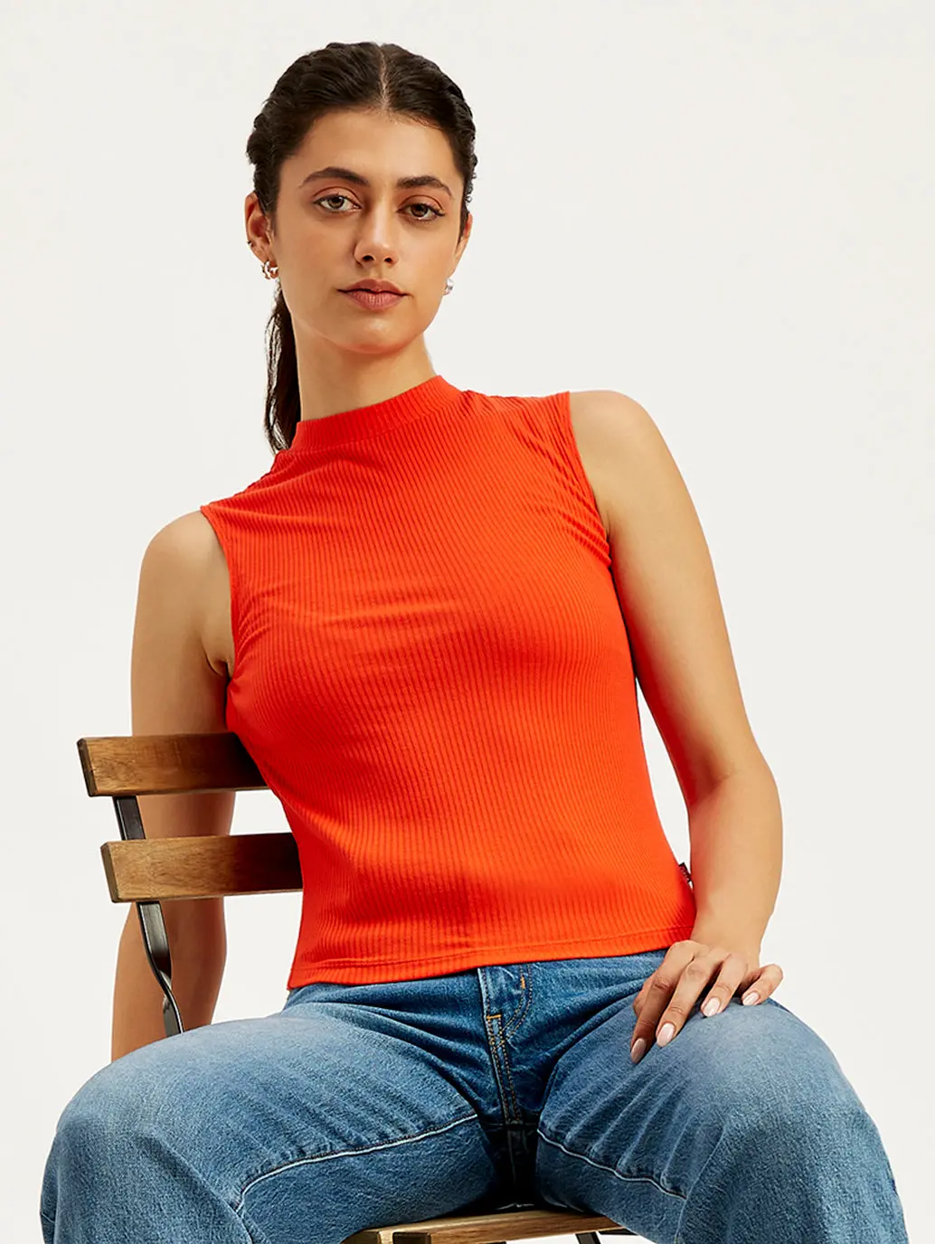 Women's Solid Band Neck Tank Top 1