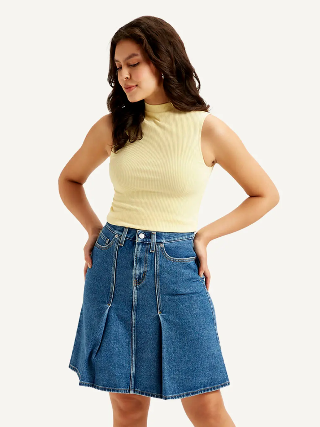 Women's Textured Yellow Collar Neck Top 1