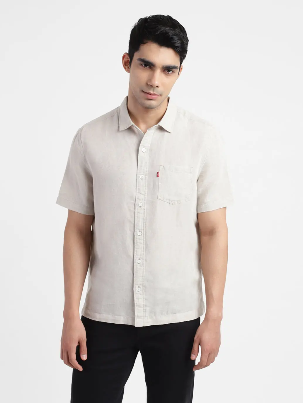 Men's Solid Spread Collar Shirt 1
