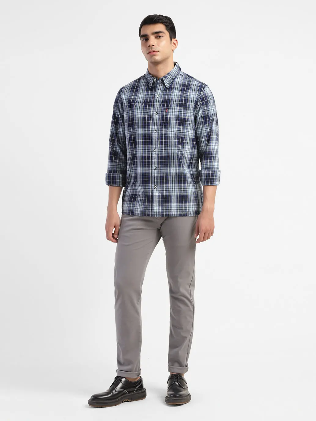 Men's Checkered Spread Collar Shirt 1