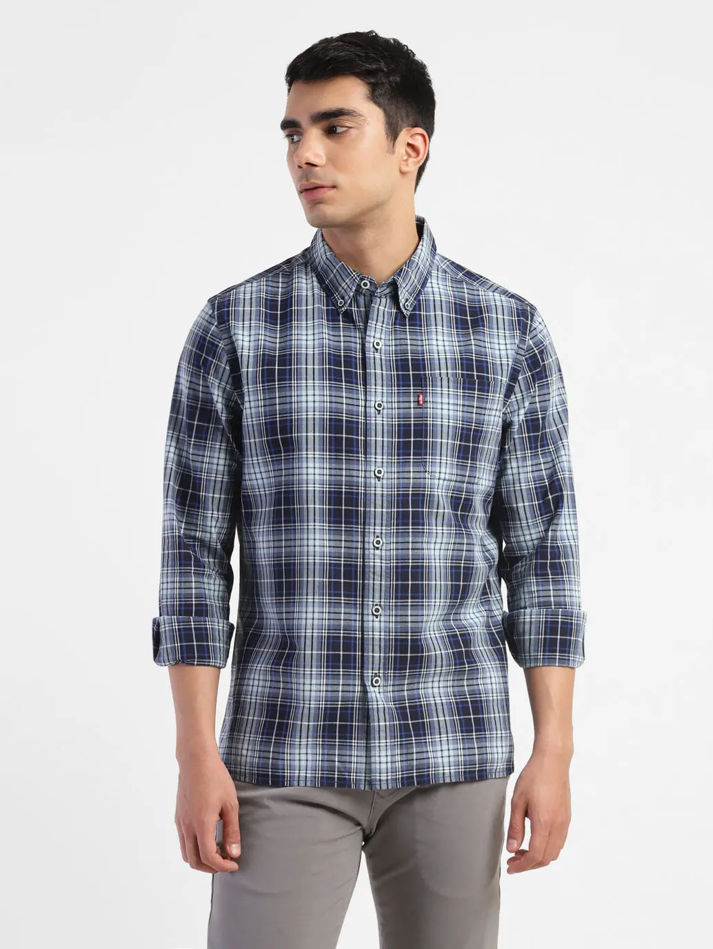 Men's Checkered Spread Collar Shirt 2