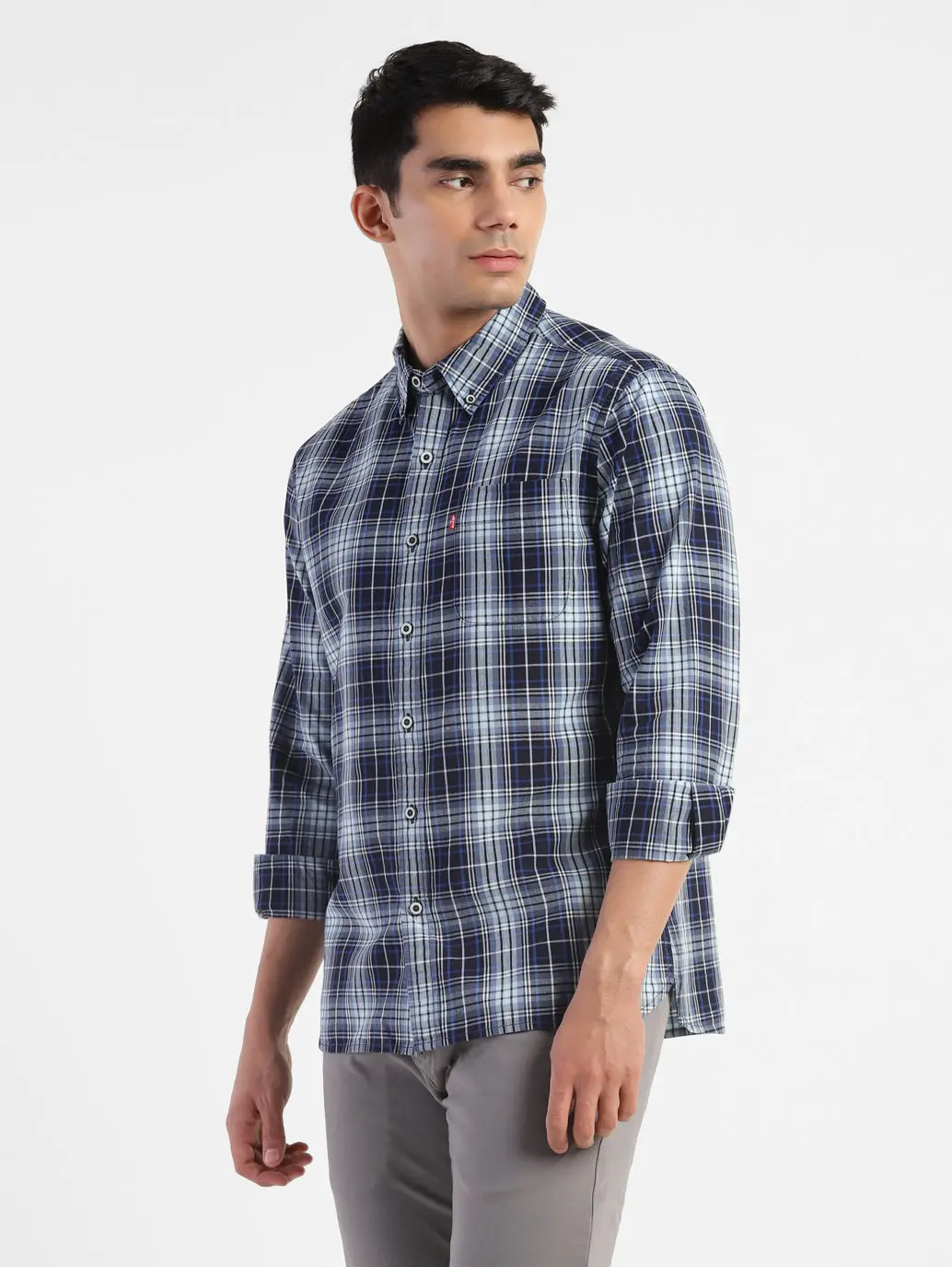 Men's Checkered Spread Collar Shirt 4