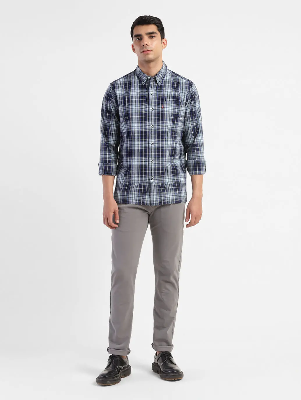 Men's Checkered Spread Collar Shirt 5