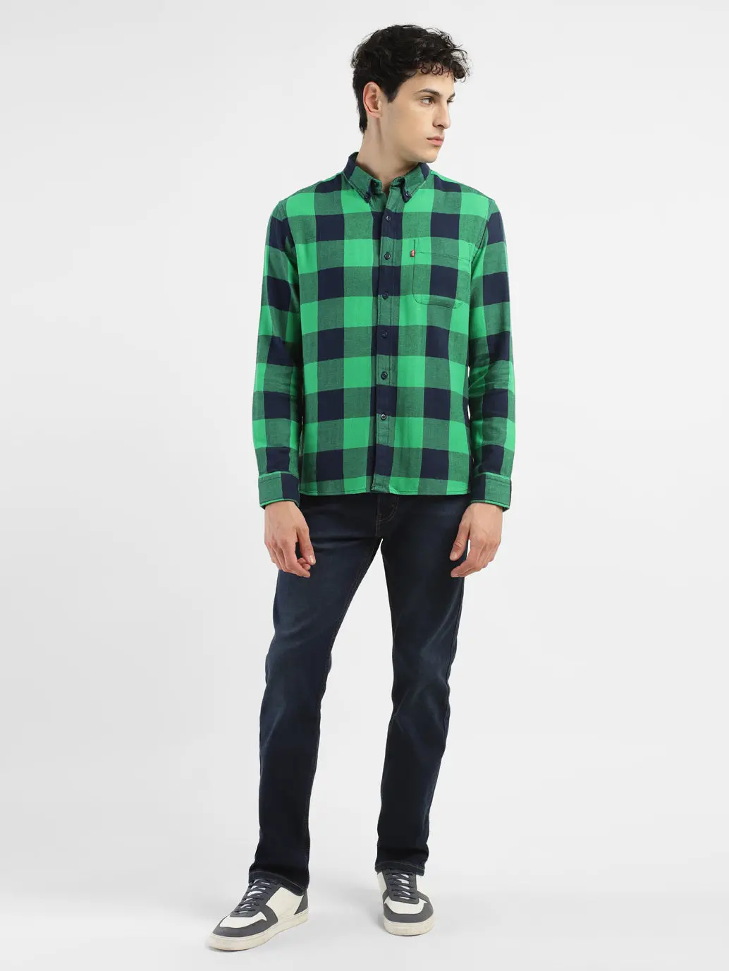 Men's Checkered Spread Collar Shirt 1