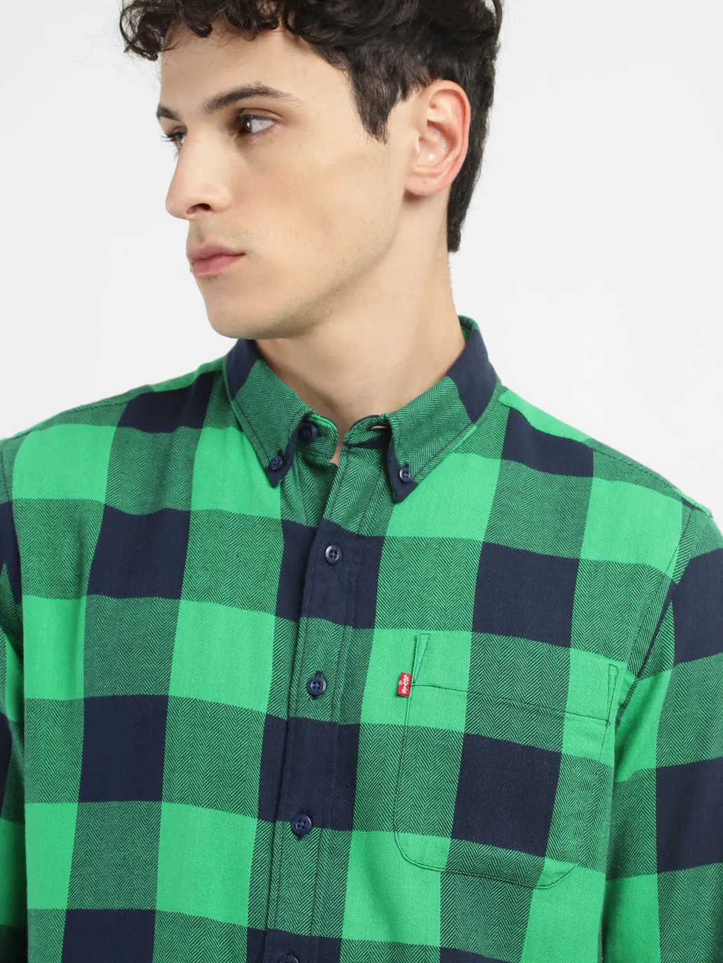 Men's Checkered Spread Collar Shirt 5