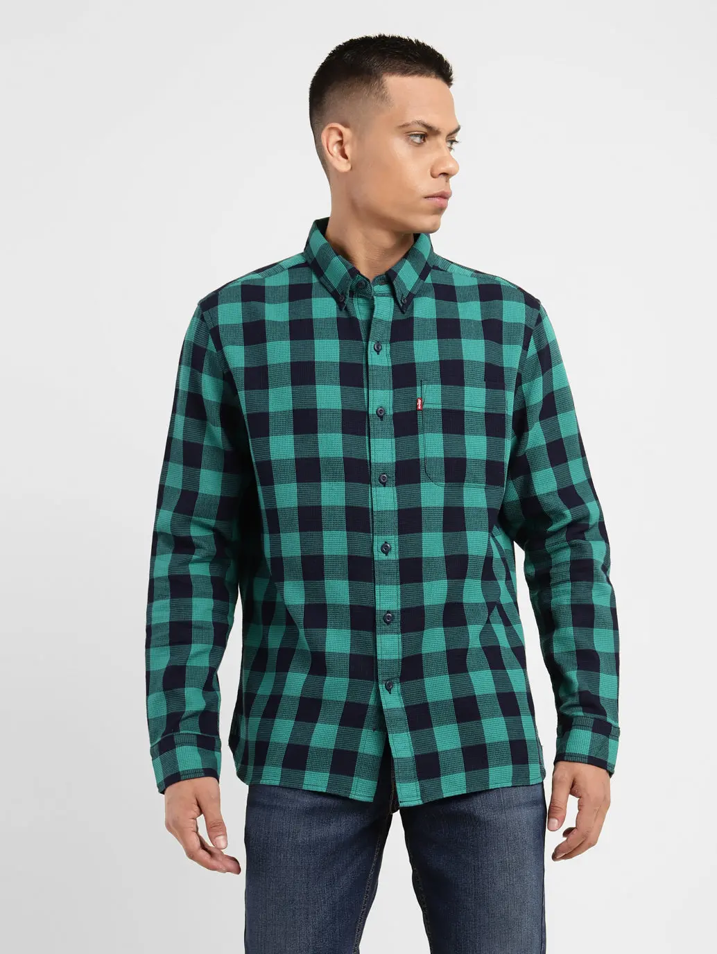 Men's Checkered Spread Collar Shirt 1