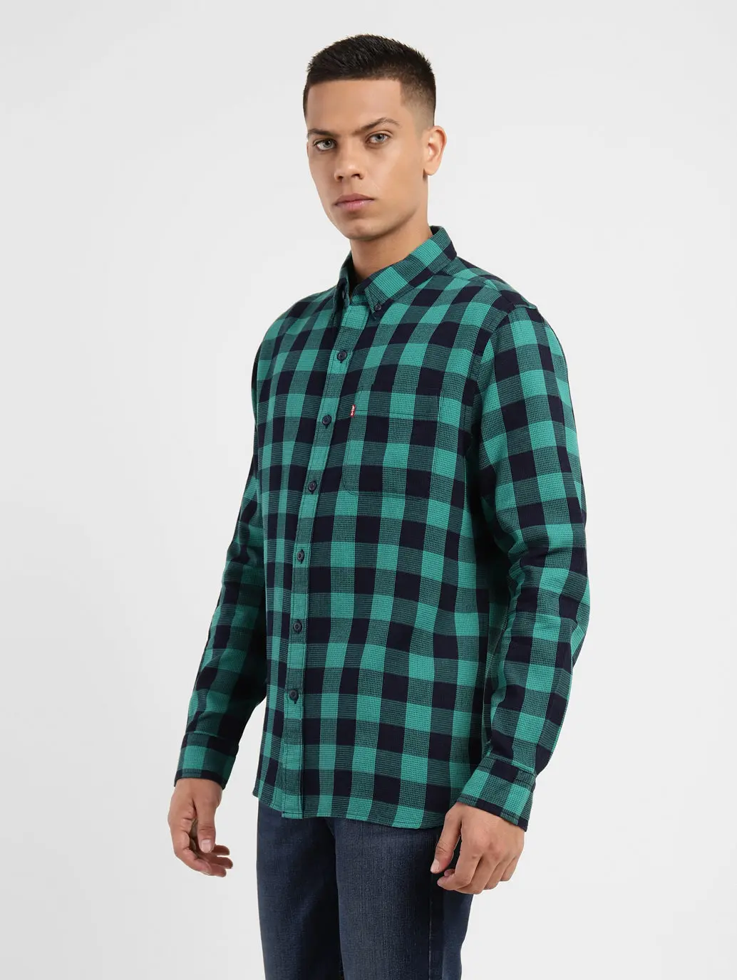 Men's Checkered Spread Collar Shirt 4