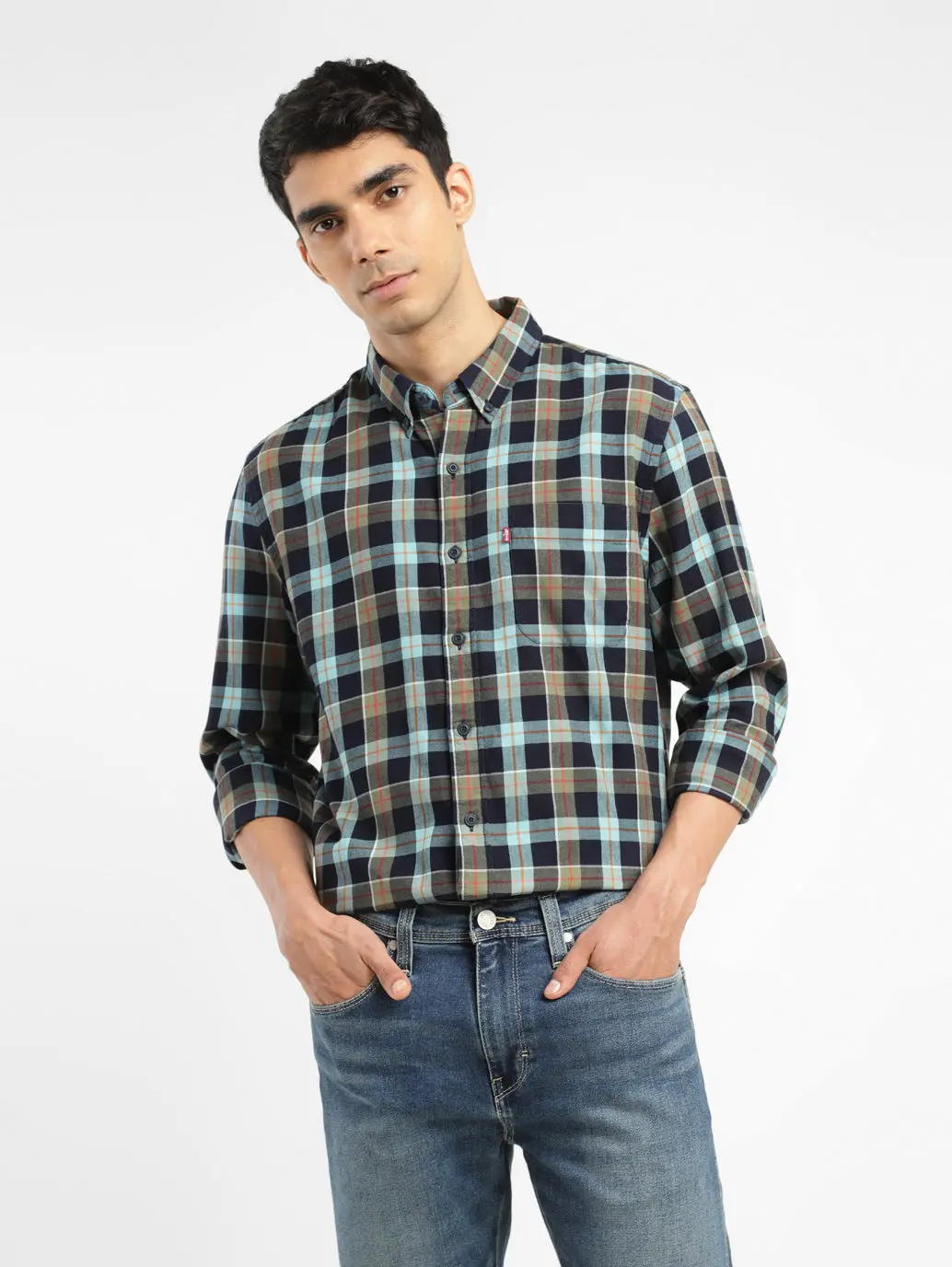 Men's Checkered Spread Collar Shirt 1