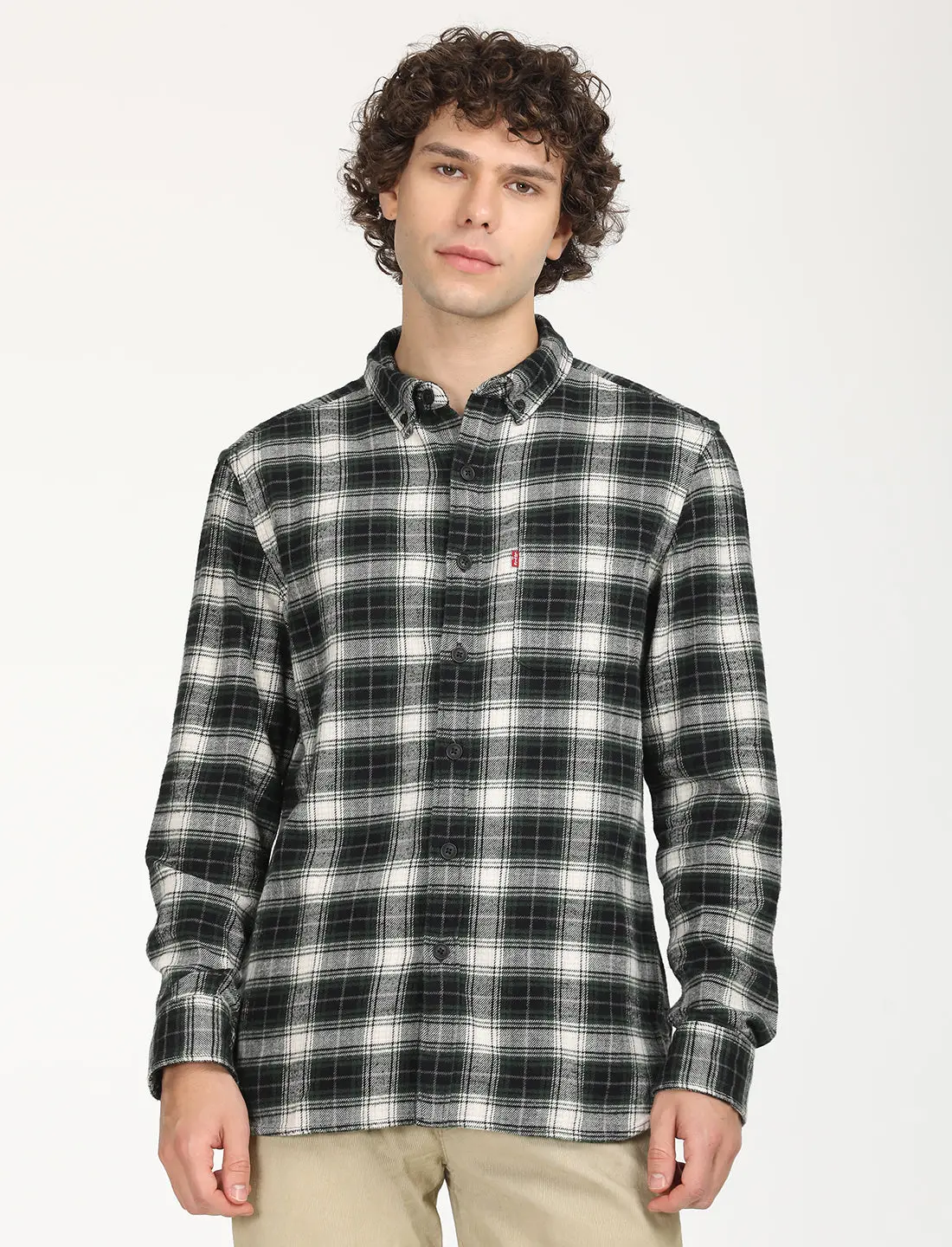 Men's Checkered Black Collar Neck Shacket 1