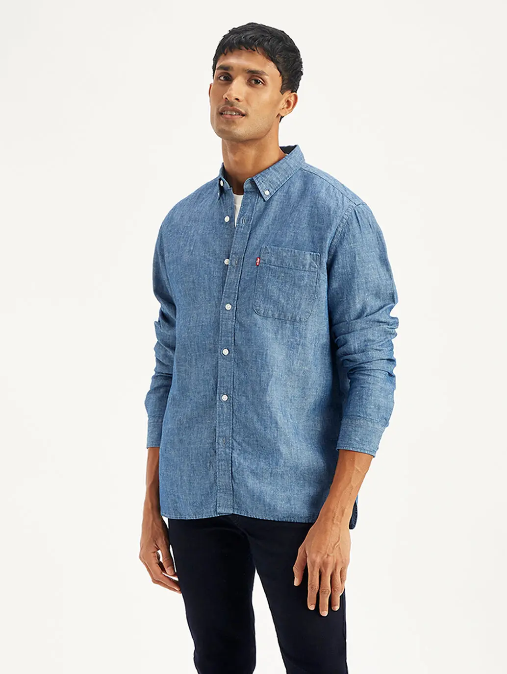 Men's Solid Slim Fit Denim Shirt 1