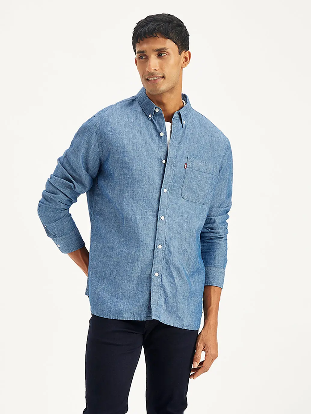 Men's Solid Slim Fit Denim Shirt 2