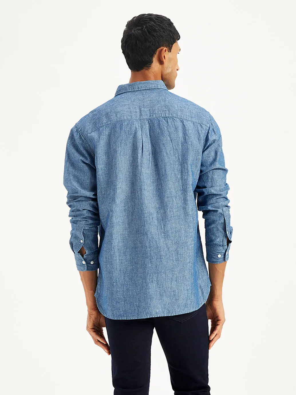 Men's Solid Slim Fit Denim Shirt 3