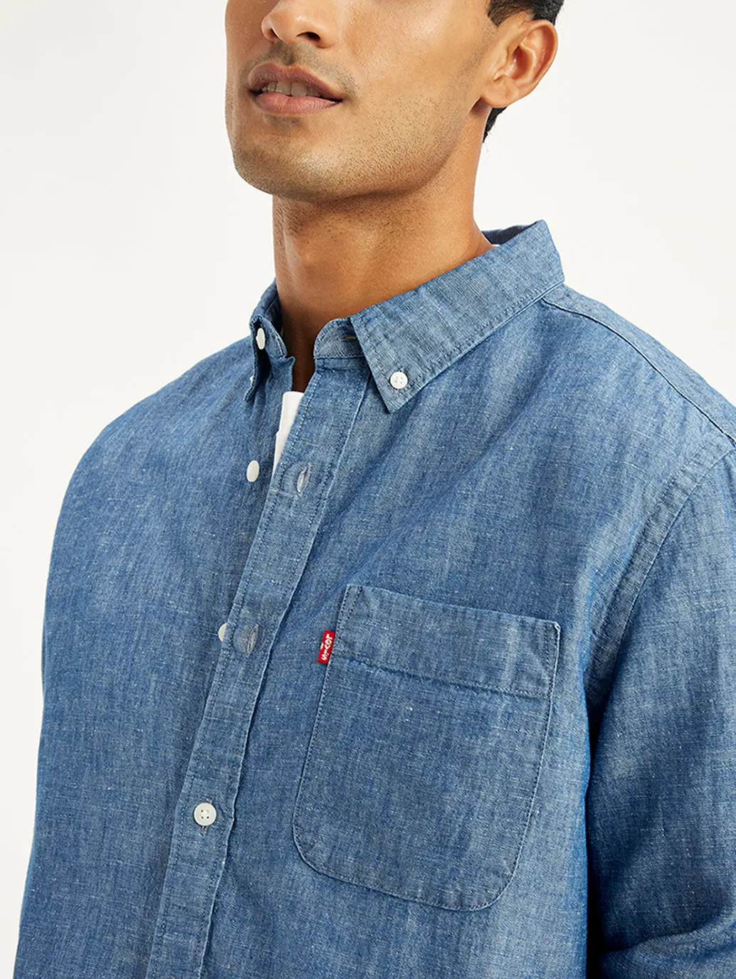 Men's Solid Slim Fit Denim Shirt 4