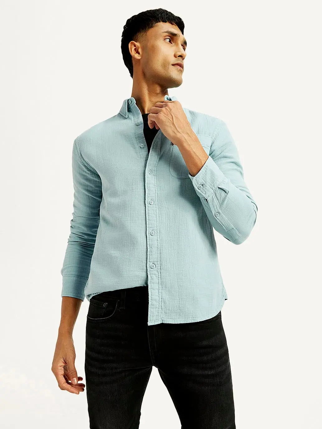 Men's Solid Overdyed Slim Fit Shirt 1