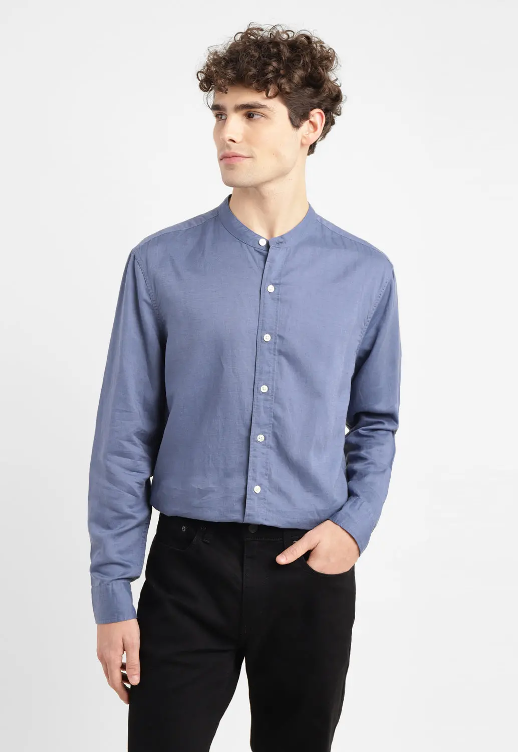 Men's Solid Slim Fit Linen Shirt 1