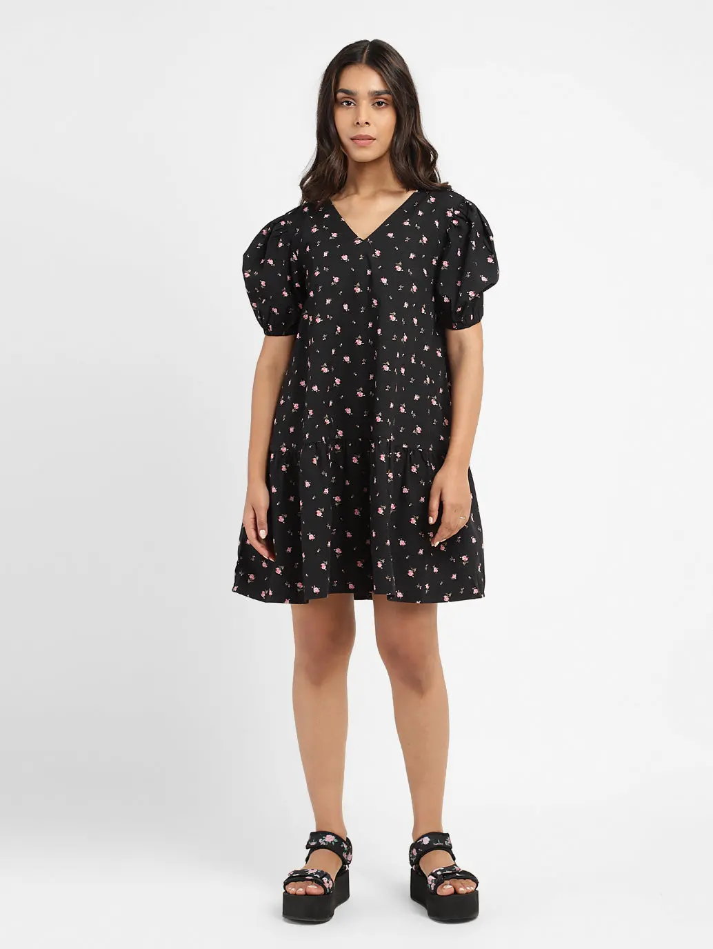 Women's Floral Print Round Neck Dress 1