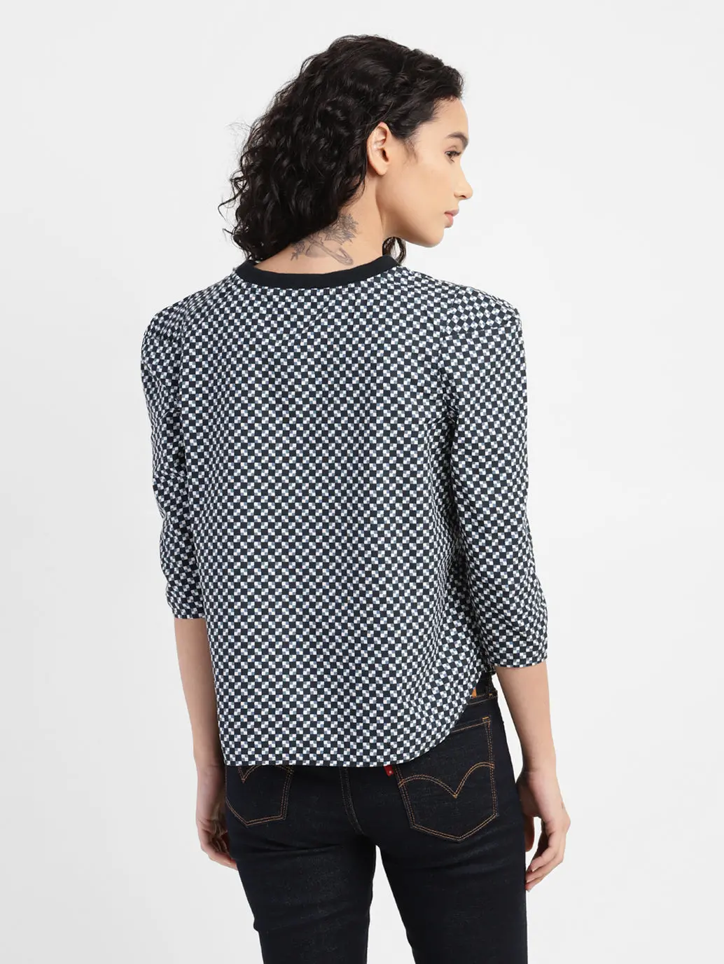 Women's Checkered Crew Neck Top 3