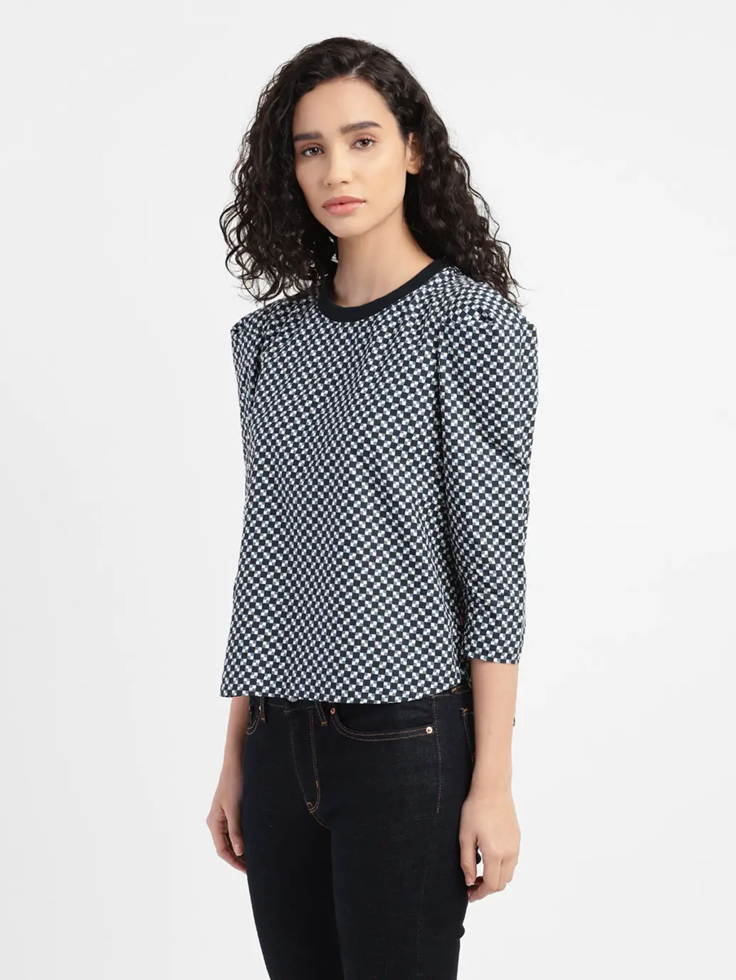 Women's Checkered Crew Neck Top 4
