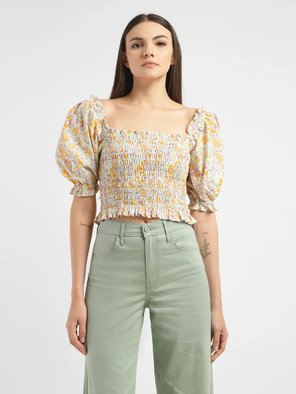 Women's Floral Print Square Neck Top 1