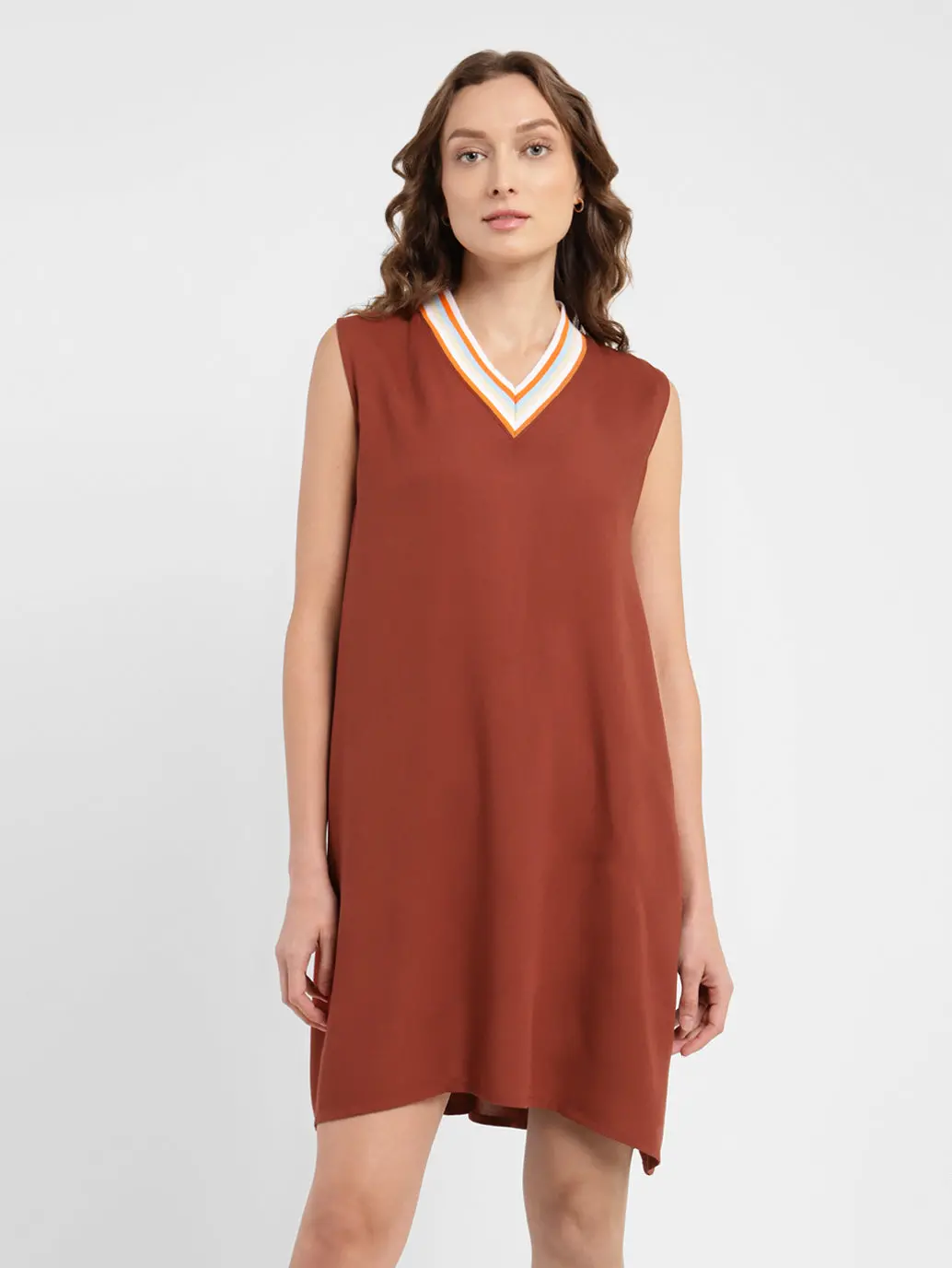 Women's Solid Round Neck Dress 1