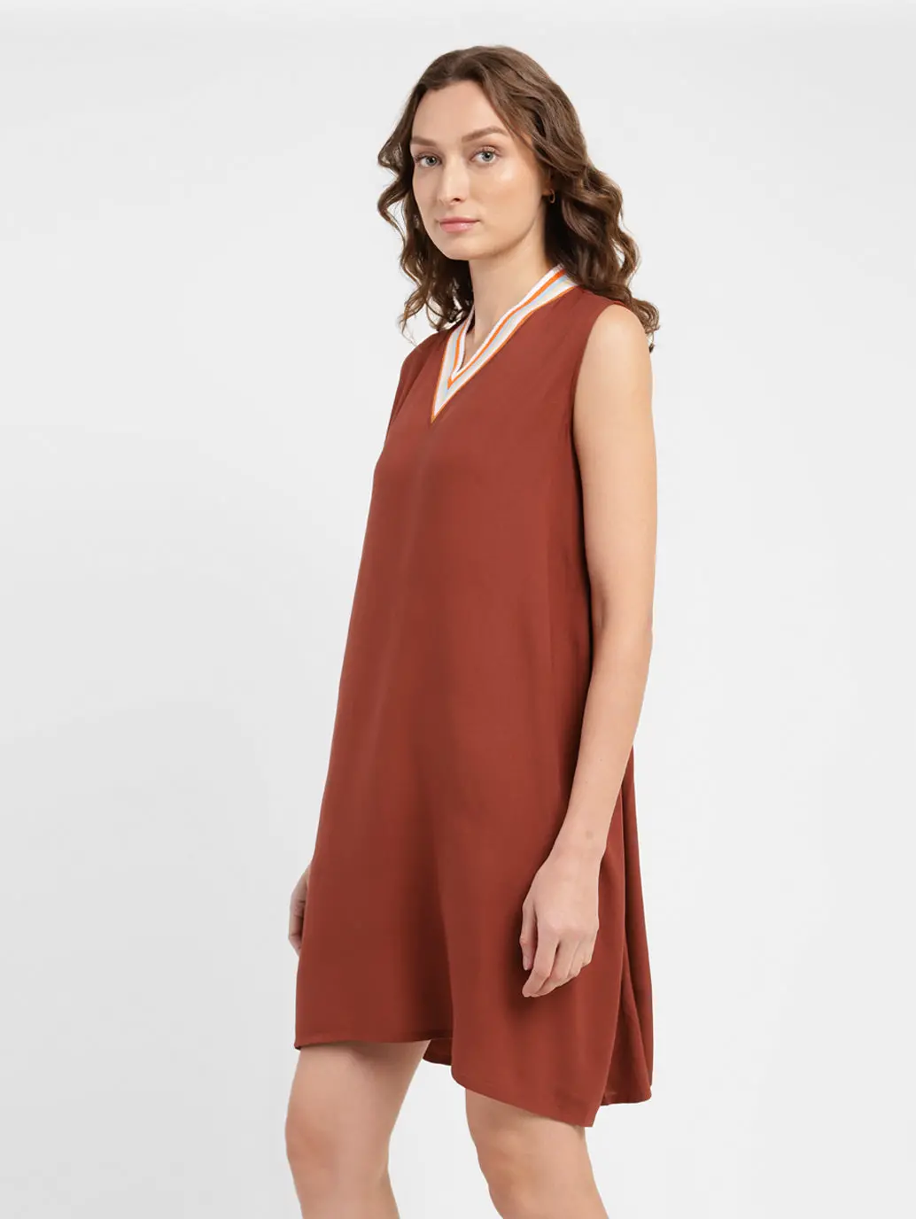 Women's Solid Round Neck Dress 3