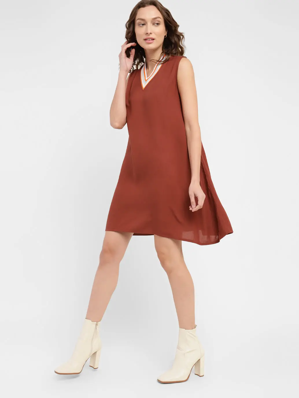 Women's Solid Round Neck Dress 5