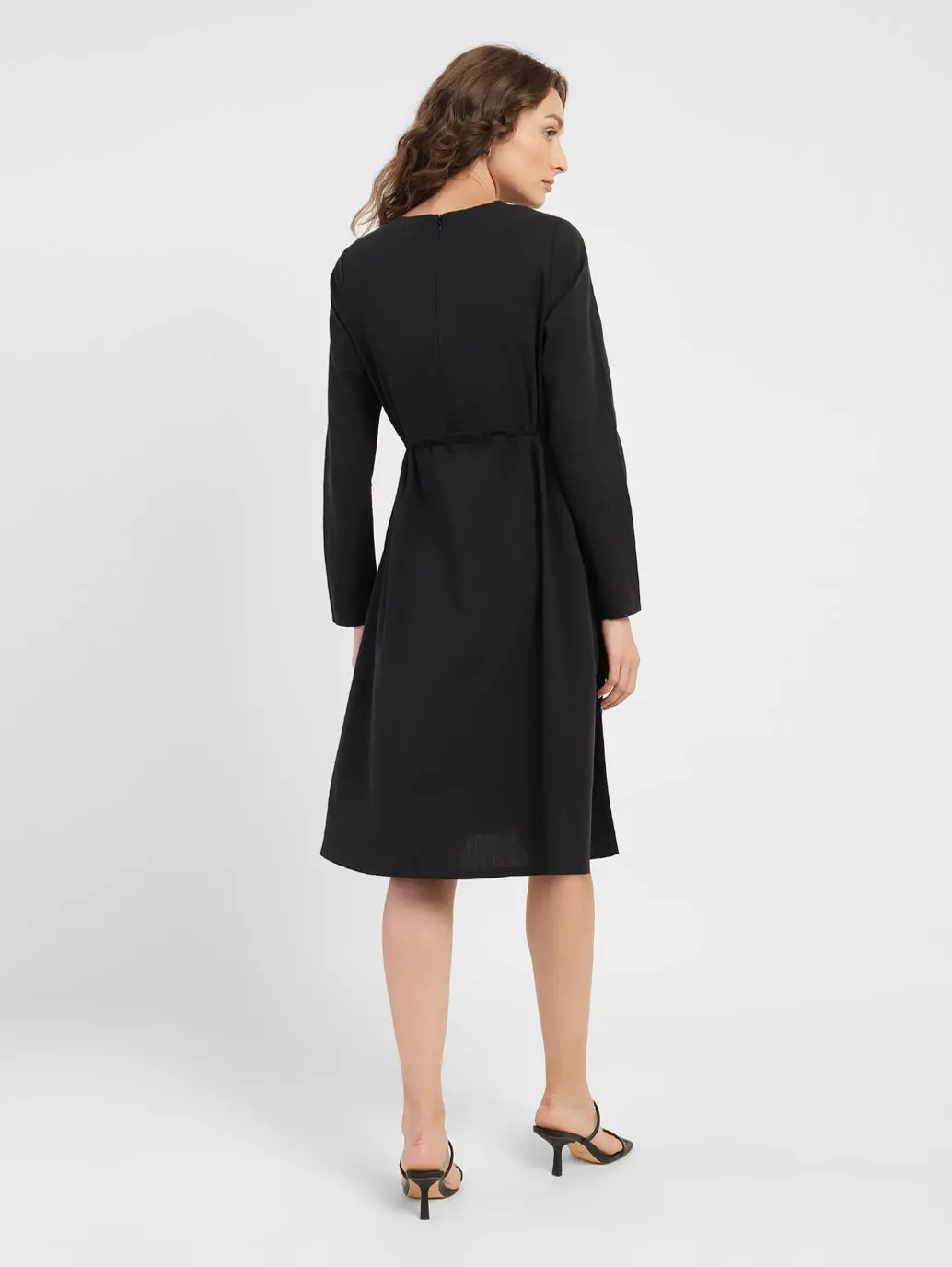Women's Solid V Neck Dress 3