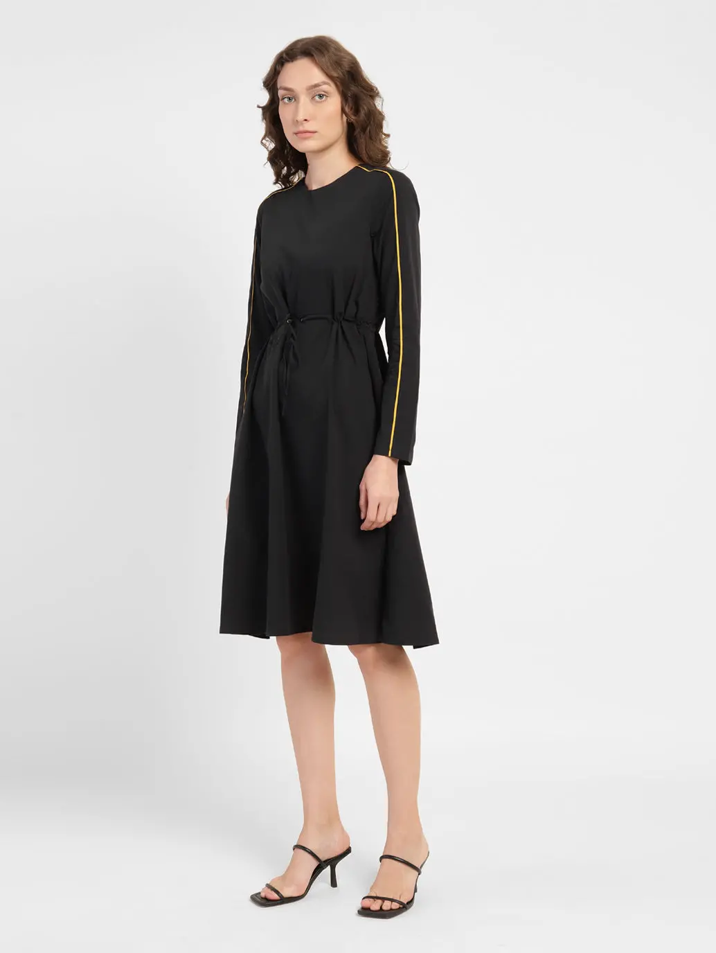 Women's Solid V Neck Dress 4