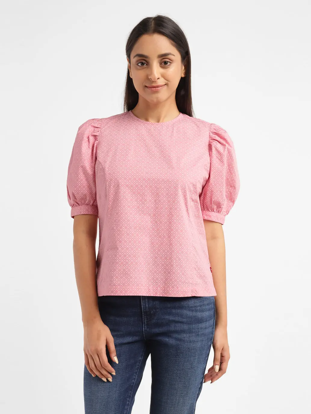 Women's Geometric Pink Round Neck Top 2