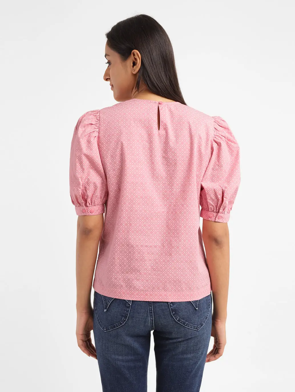 Women's Geometric Pink Round Neck Top 3