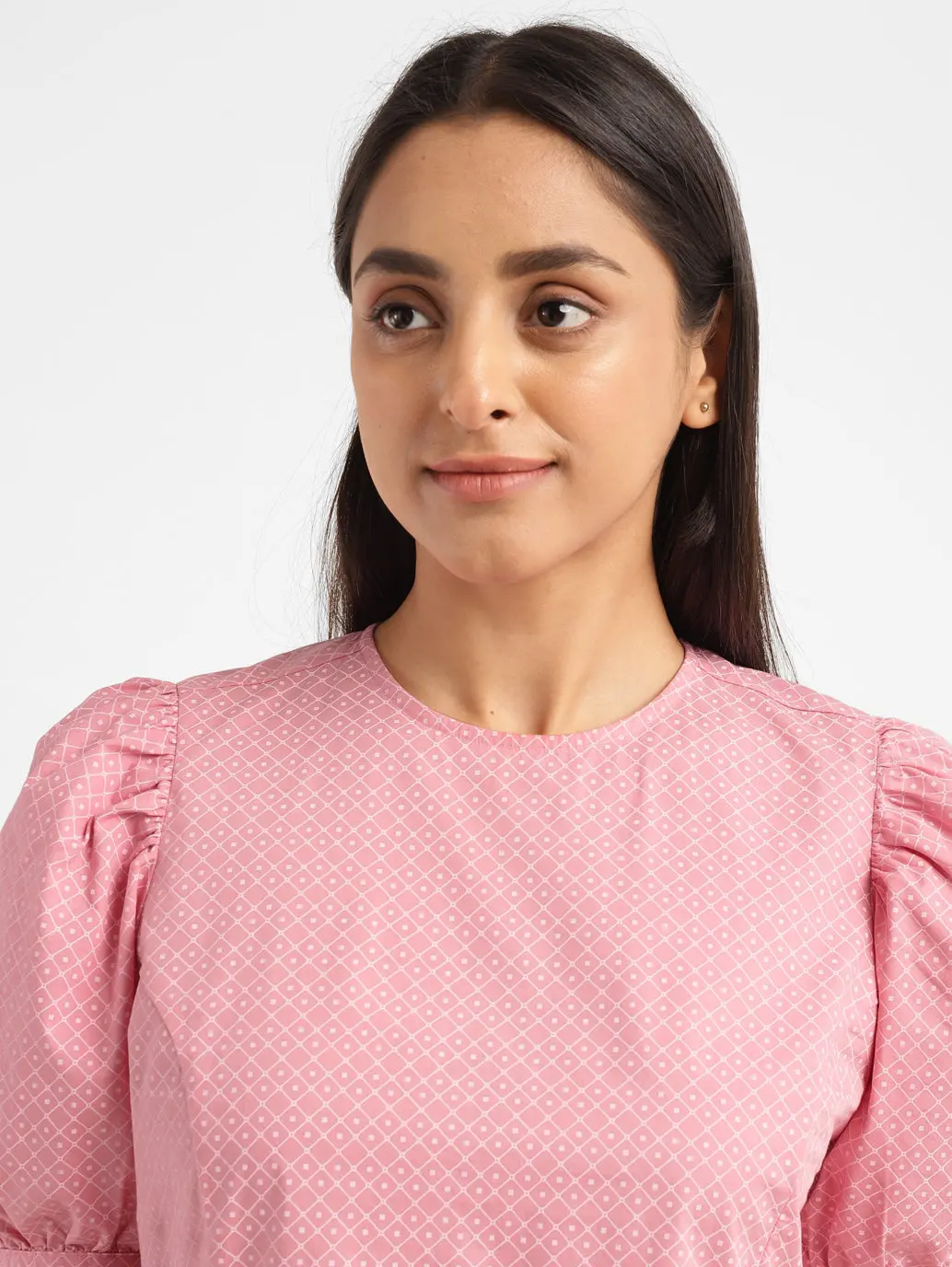 Women's Geometric Pink Round Neck Top 4