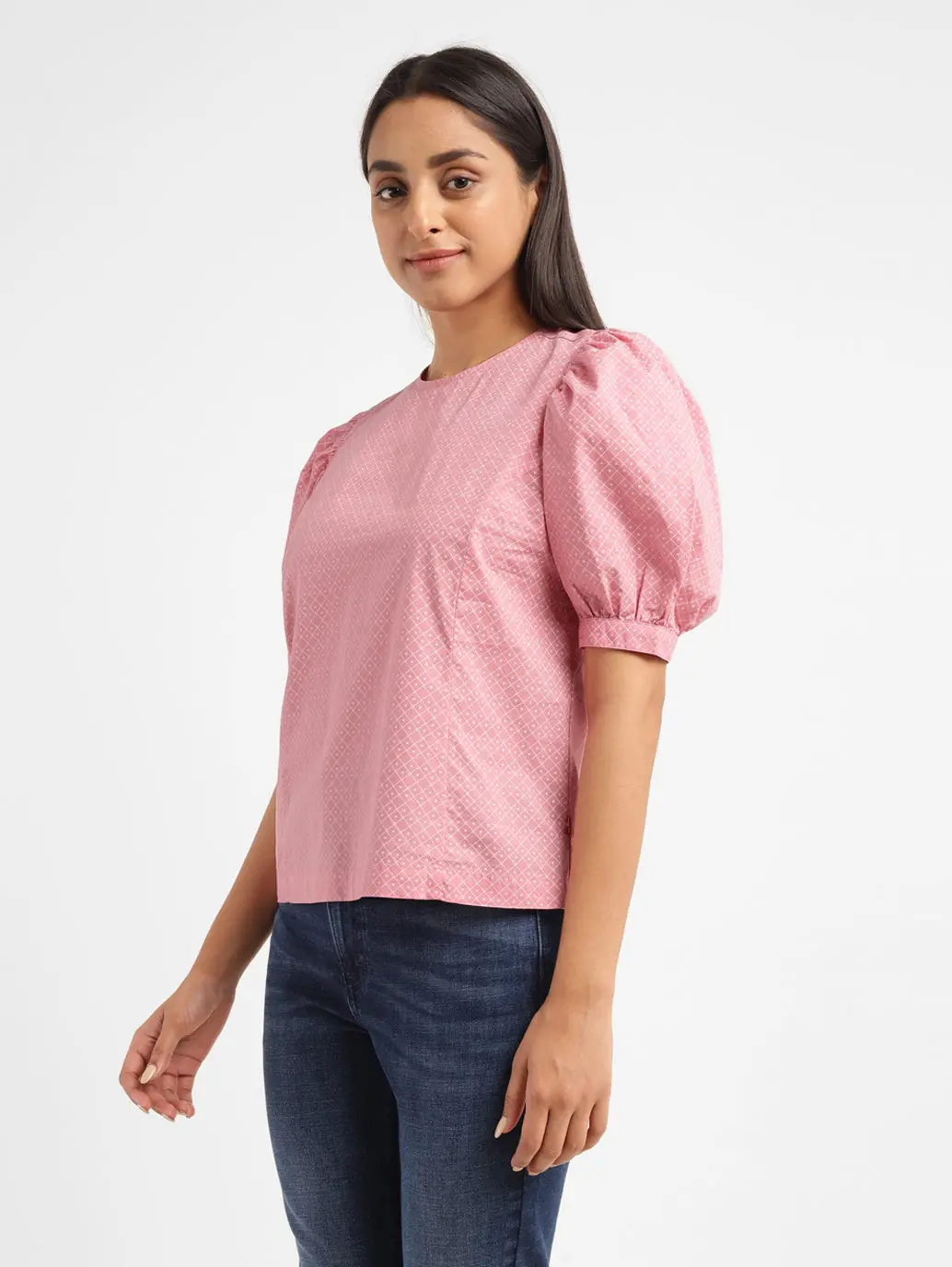 Women's Geometric Pink Round Neck Top 5