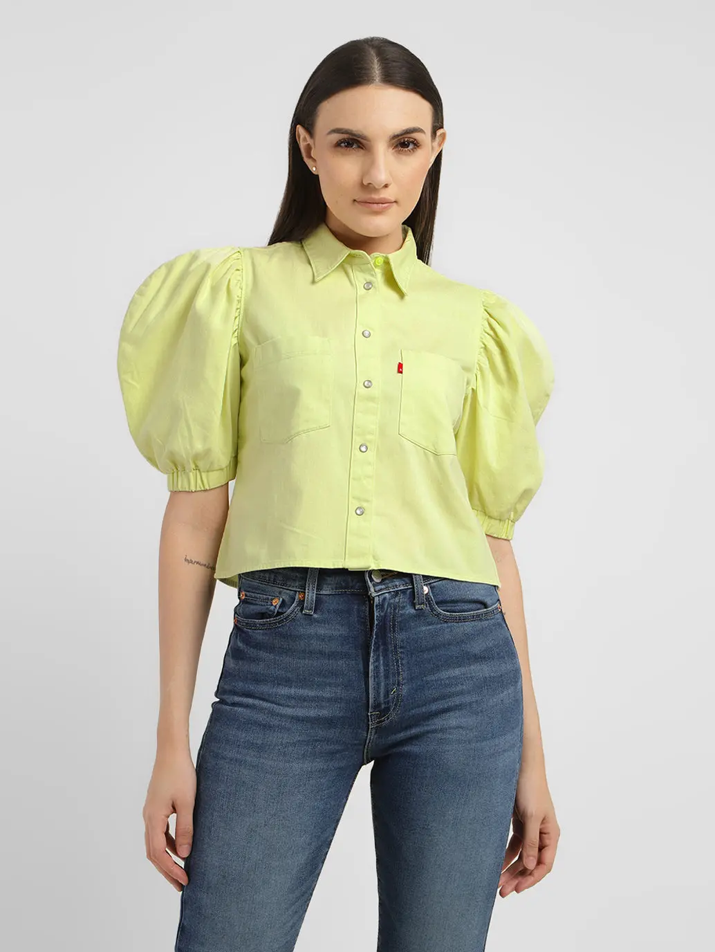 Women's Solid Spread Collar Shirt 1