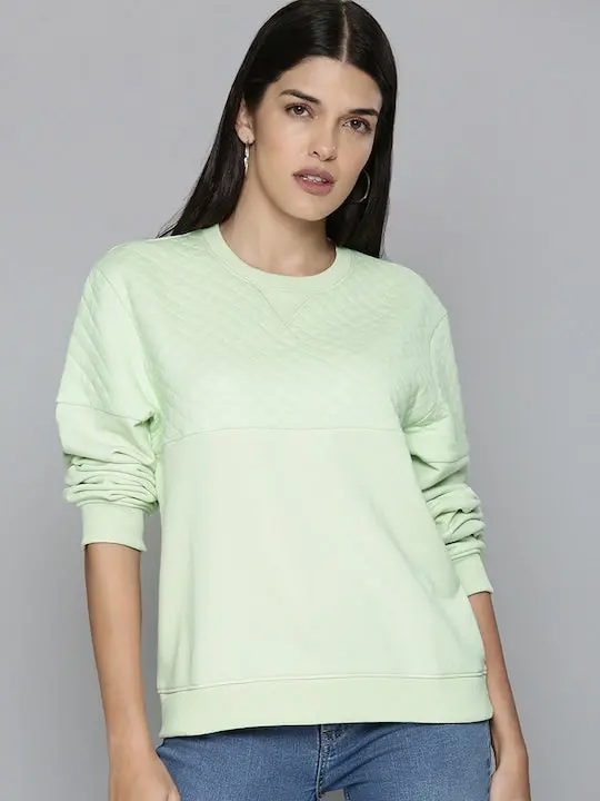 Women's Textured Crew Neck Sweatshirt 1