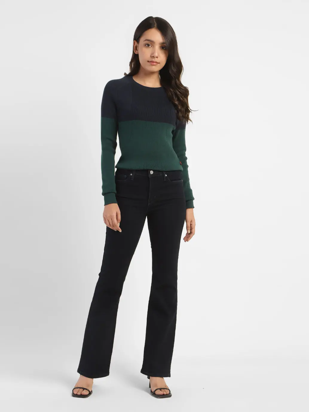 Women's Colorblock Crew Neck Sweater 1