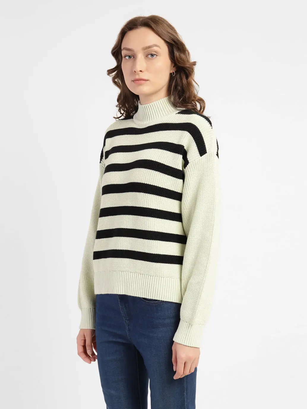 Women's Striped High Neck Sweater 4
