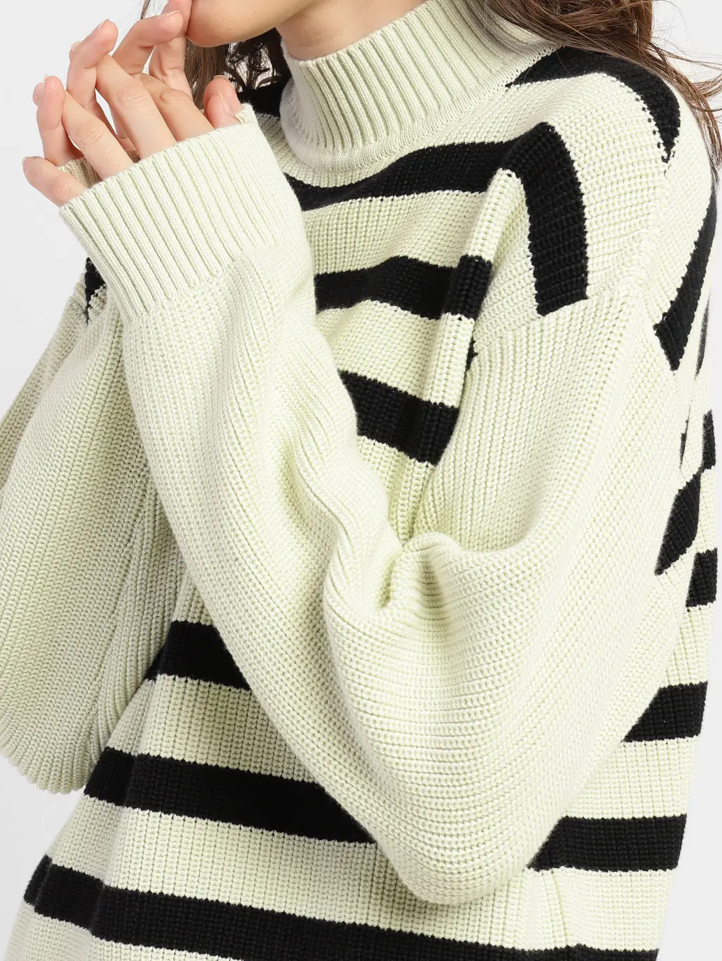 Women's Striped High Neck Sweater 5
