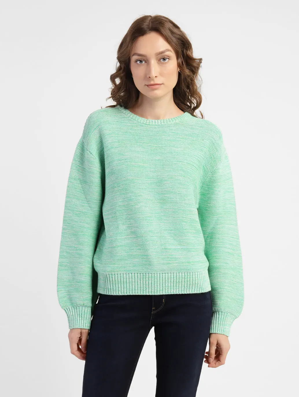 Women's Self Design Round Neck Sweater 1