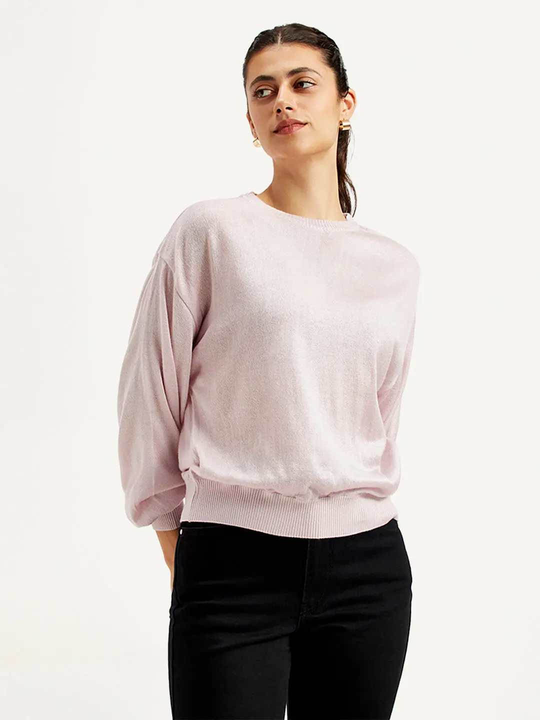 Women's Solid Crew Neck Sweater 2