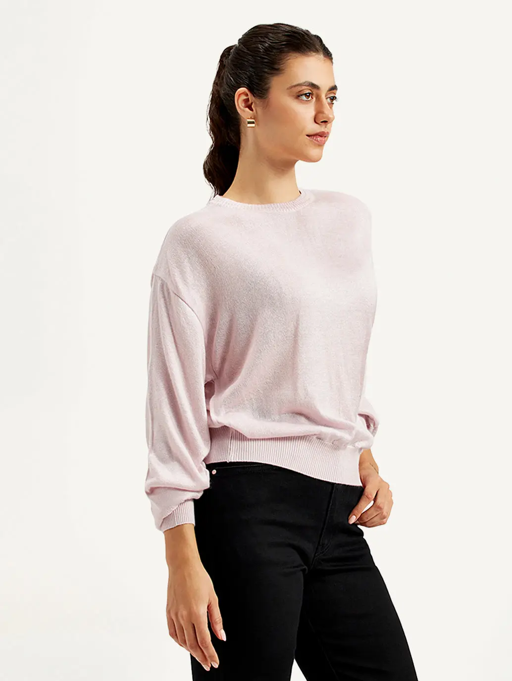 Women's Solid Crew Neck Sweater 5