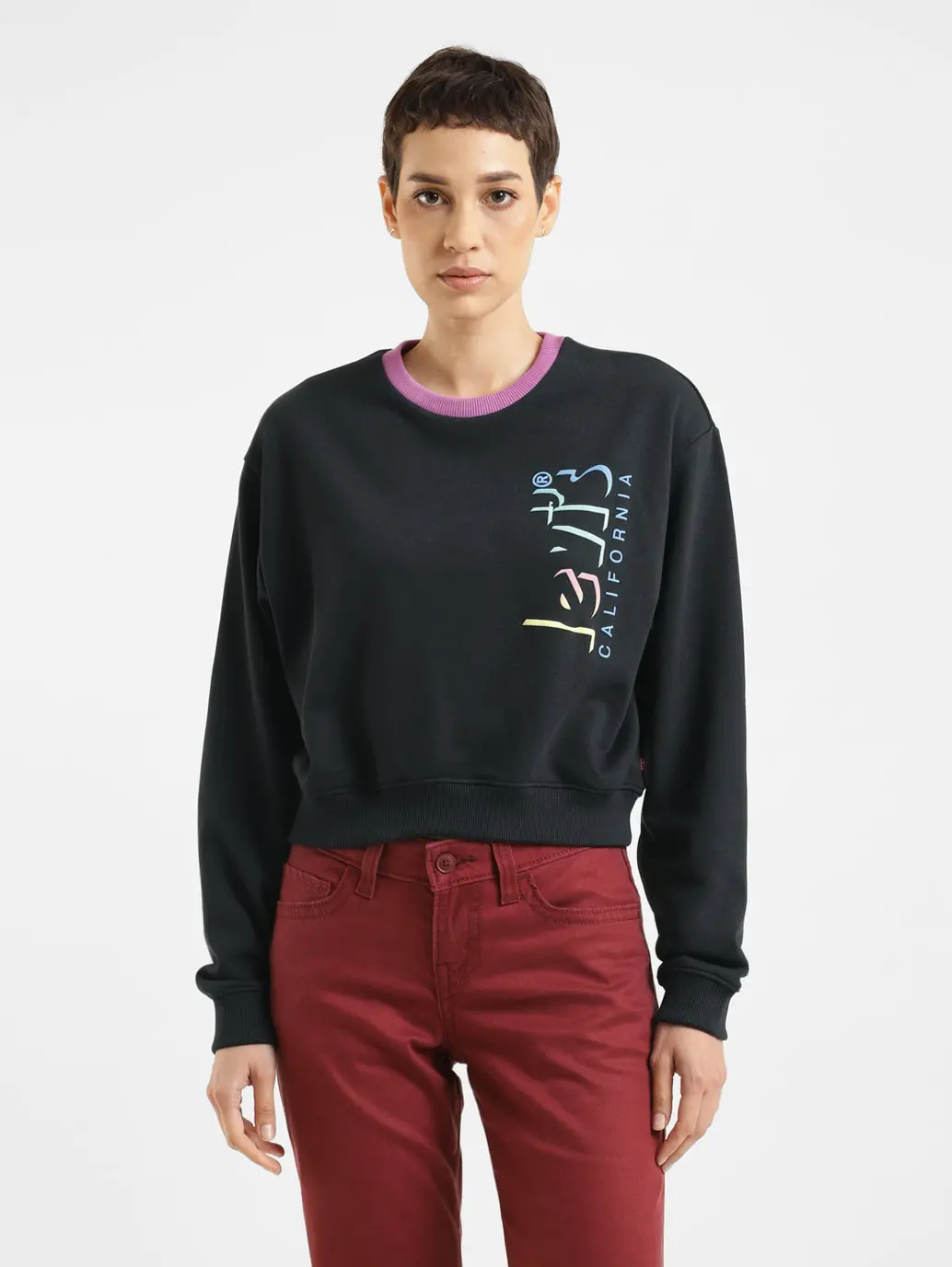 Women's Brand Logo Round Neck Sweatshirt 1