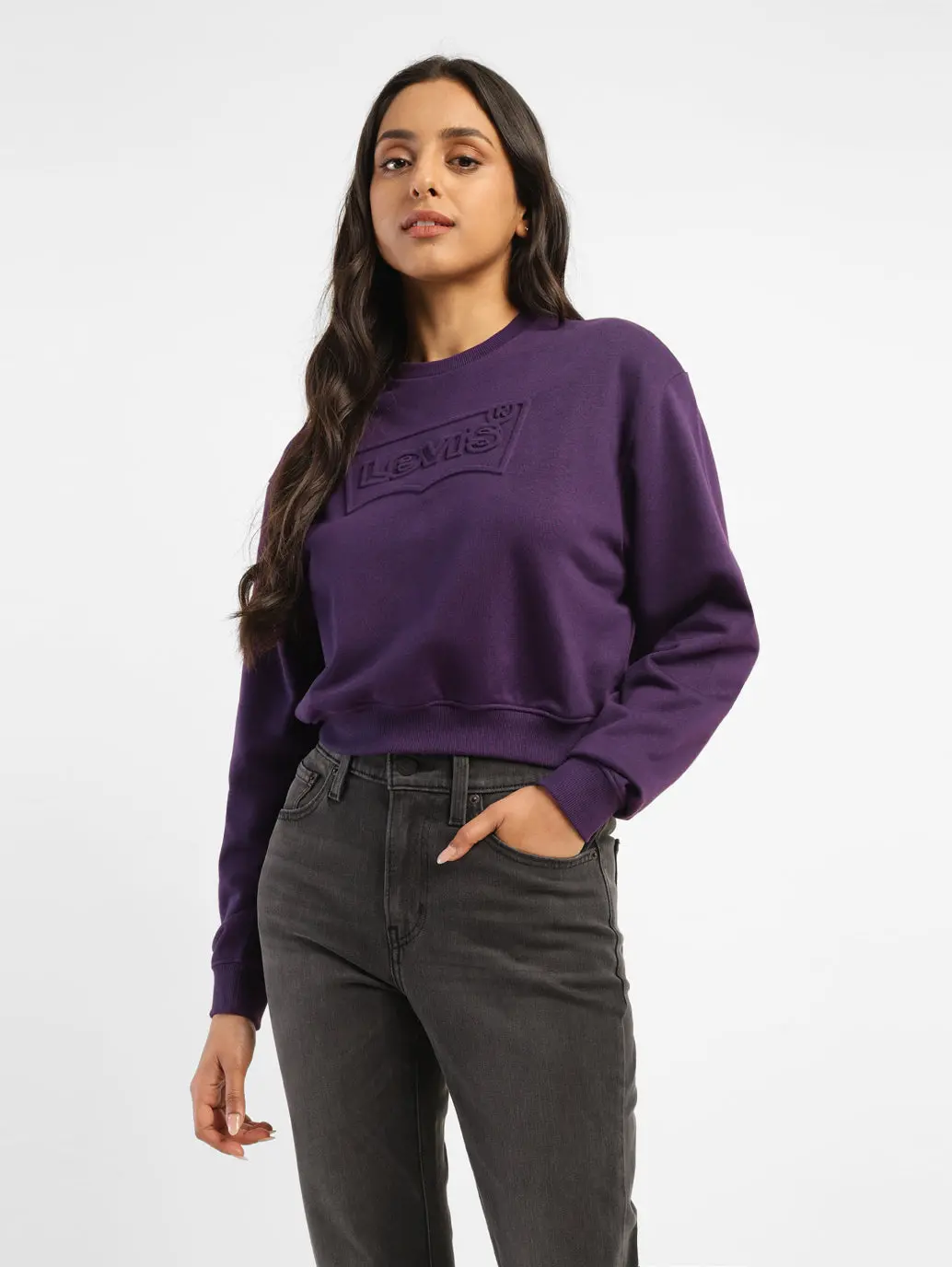 Women's Brand Logo Regular Fit Crew Neck Sweatshirt 1